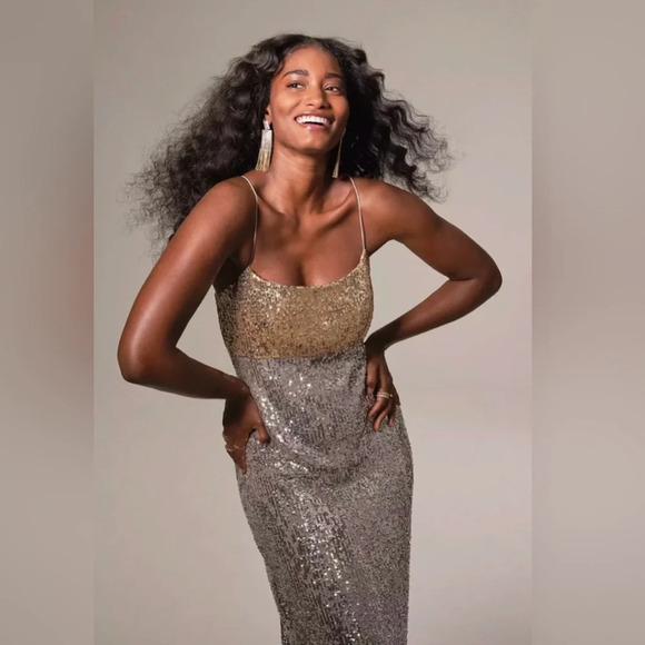 NWT Sachin & Babi x Anthropologie Colorblocked Sequined Midi Dress 18W Plus - Picture 7 of 13